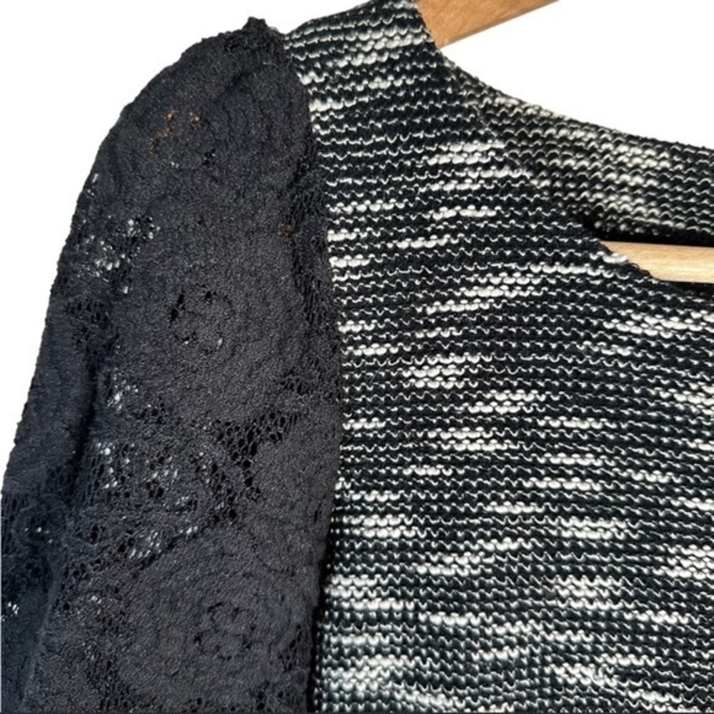 Anthropologie Postmark Black White Textured Tweed Knit Tunic Dress Lace Size S - Picture 6 of 11